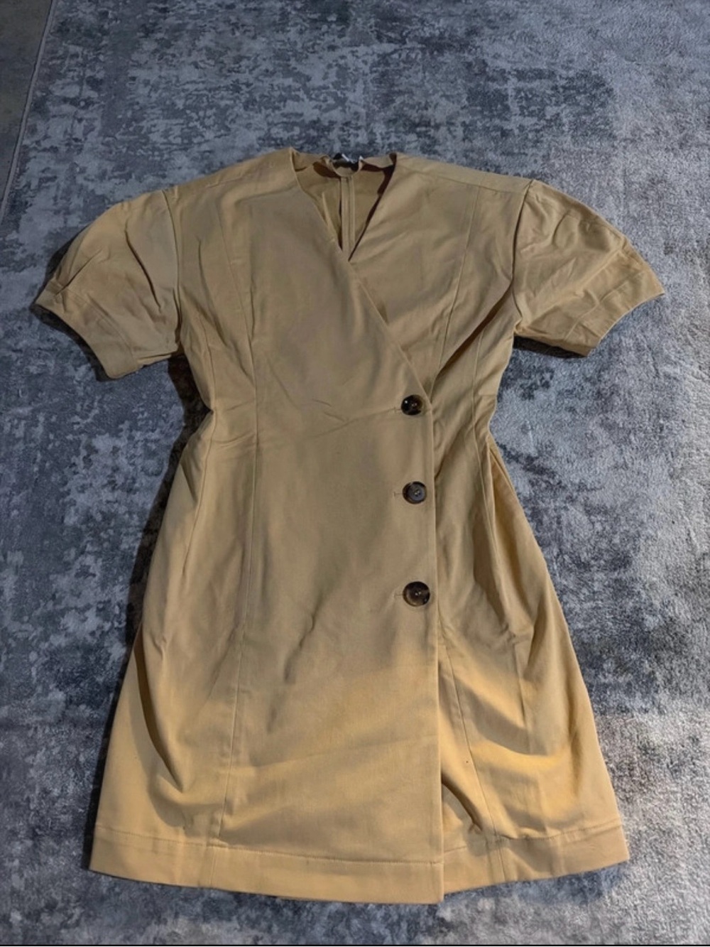 NWOT, & Other Stories Tan Button-Accent Mini Dress